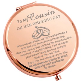 WSNANG Cousin Wedding Gift Folding Makeup Mirror to My Cousin On Her Wedding Day Gift Bride Gift for Cousin Compact Makeup Mirror (Cousin Mirror)
