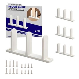 Sliding Closet Door Floor Guide, ABS Sliding Closet Door Hardware for 1-3/8" Thick Door, White Closet Door Guides for Cabinet Floor with Screws, 4 Packs