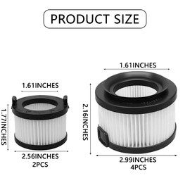 6 Pack VortexIQ 40 Replacement HEPA Filter for LEVOIT Vacuum Cleaner, 2 Main Filter 4 Pre Filters, Washable & Replaceable