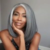 soul lady Salt And Pepper Straight 5x5 Bob Wig For