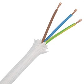3 m Textile Cable White Plain Colours 3 x 0.75 mm² 3G Cable Lamp Cable Fabric Cable Power Cable Braided Max. 300 V