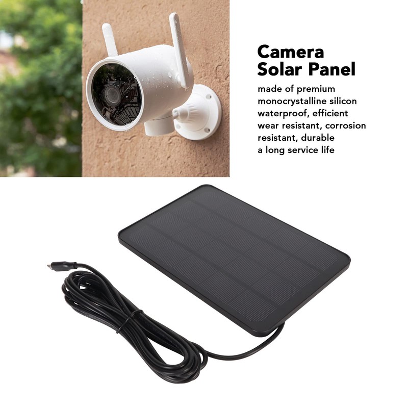 Camera Solar Panel, Outdoor Security Camera, IP65 Waterproof Camera Charger