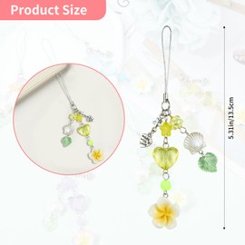BEEFLYING Hibiscus Flower Phone Charm Cute Y2K Cell Phone Strap Aesthetic Star Heart Shell Beach Bag Keychain Accessories Decor, Olive
