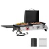 Grills House 3-Burner Portable Propane Gas Griddle with Side Burner,