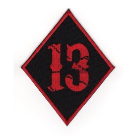 Unbranded Lucky Number 13 Sew-on Patch | Biker Gang Motorcycle Club Punk Diamond Emblem - Red