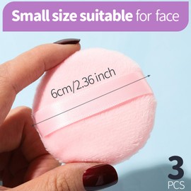 Teenitor 3Pcs Pink Powder Puff, Powder Puffs, 2.36 Inch Setting Powder Puff,Powder Puffs for Face Powder Soft Powder Applicator for Loose Pressed Powder, Face Puff Makeup Puff Small with 3 Cases