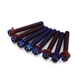 uxcell 8Pcs Colorful Titanium Alloy Motorcycle Hexagon Bolts Screws Fastener M6 x 40mm