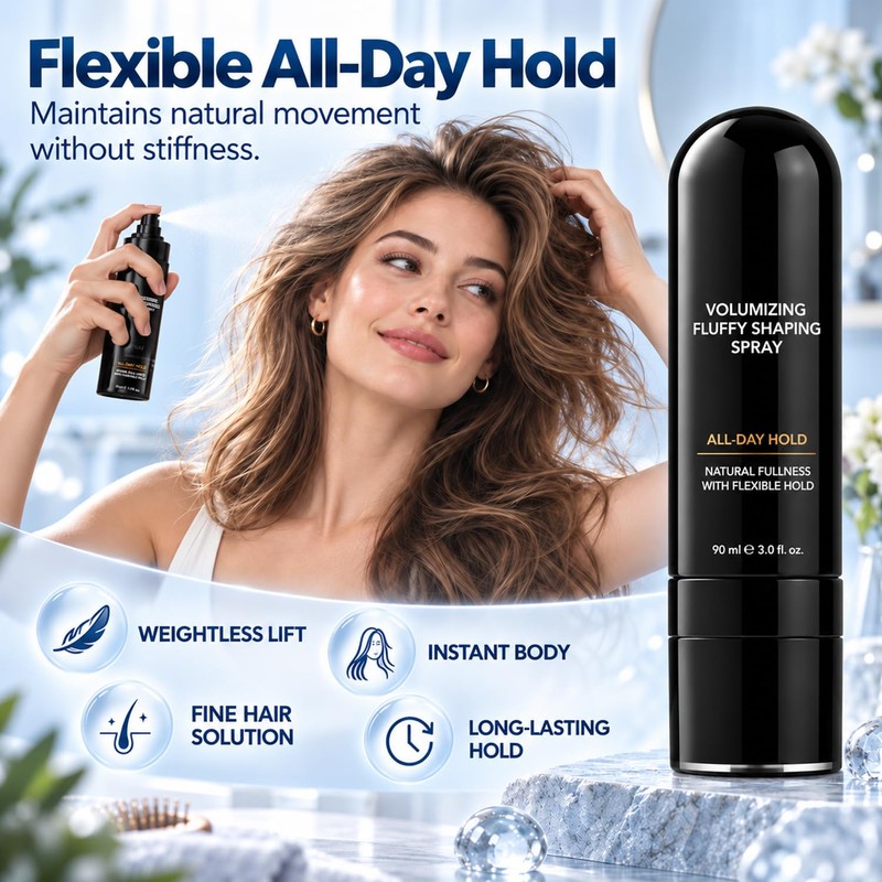 2Pcs Fluffy Hair Shaping Spray,Fluffy Volume Hair Spray,Lightweight Bouncy Texture,Volumizing