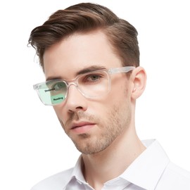 OCCI CHIARI Bifocals Reading Glasses for Men,Transition Square Eye Protection Readers 1.0 1.5 2.0 2.5 3.0 3.5 4.0(Transparent 250+)