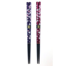 174 Husband and Wife Chopsticks Dishwasher Flower Chirashi Navy Blue Red Dishwasher Safe Paulownia Box and Wrapping Included Present for Parents, Grandpa, Grandma, Grandma, Respect for the Aged Day