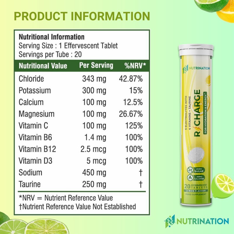Electrolytes Hydration Tablets | 40 Effervescent Rehydration Tablets (Lemon) |