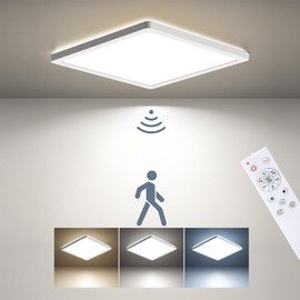 BLNAN Dimmable Motion Sensor LED Ceiling Light with Remote Control, 12 Inch 24W 2400LM Radar Motion Activated Flush Mount Wired Light Fixture for Closet Hallway Laundry Porch Stair, 3000K 4000K 5000K