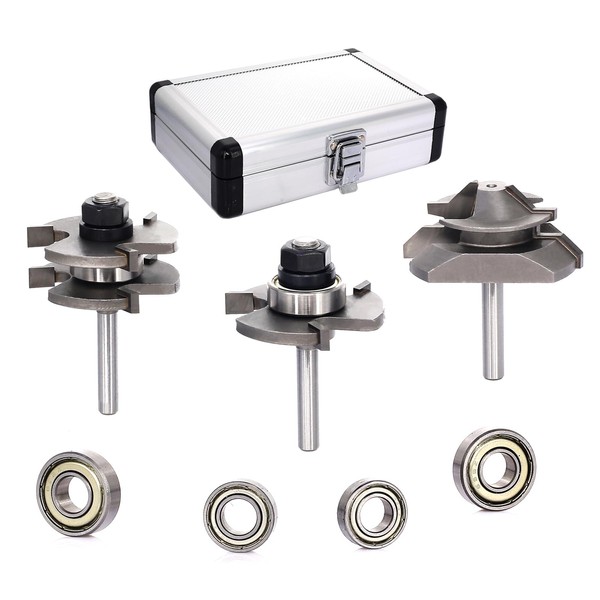 3PCS Tongue and Groove Router Bit Set 1/4 Shank +