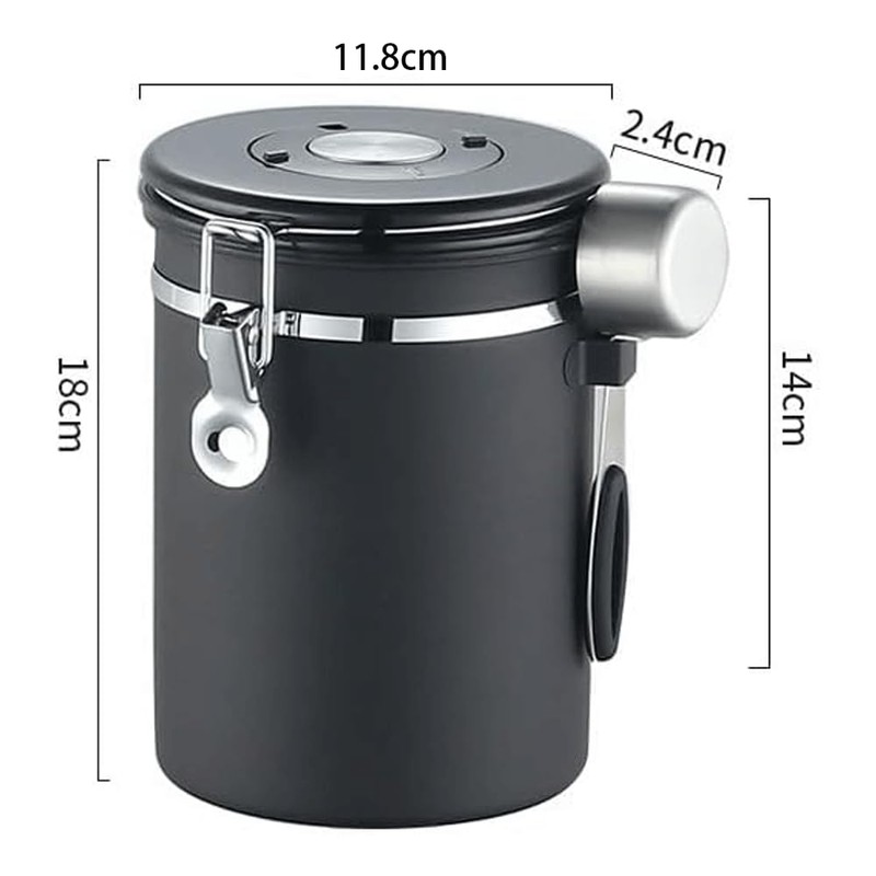 Ruikcoll Airtight Stainless Steel Coffee Container 1.8L with Outlet Valve