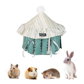 Guinea Pig Hideout Chic Circus Guinea Pig Bed Hideaway Hut, Soft Cozy Rabbit House Chinchilla Tent Breathable Hedgehog Beds Bunny Houses and Hideouts, Four-Sided Tassel Small Animal Bed
