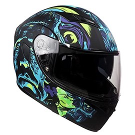 KYPARA Motorcycle Dual Visor Flip up Modular Full Face Helmet with DOT Certification of Impressionism (Frankenstein, M)