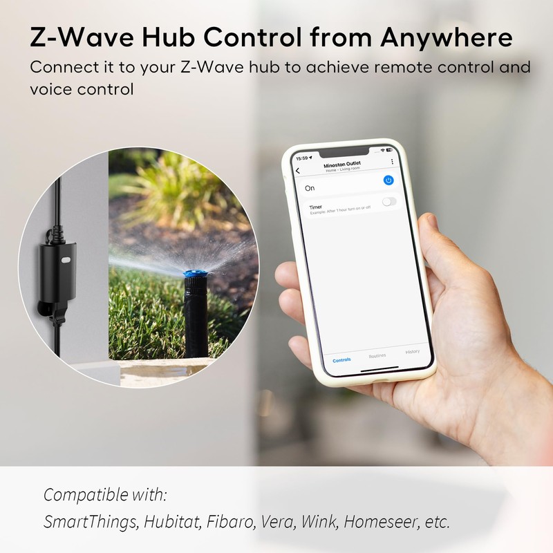 Minoston Zwave Outlet Plug, 800 Series Outdoor Z-Wave LR Smart