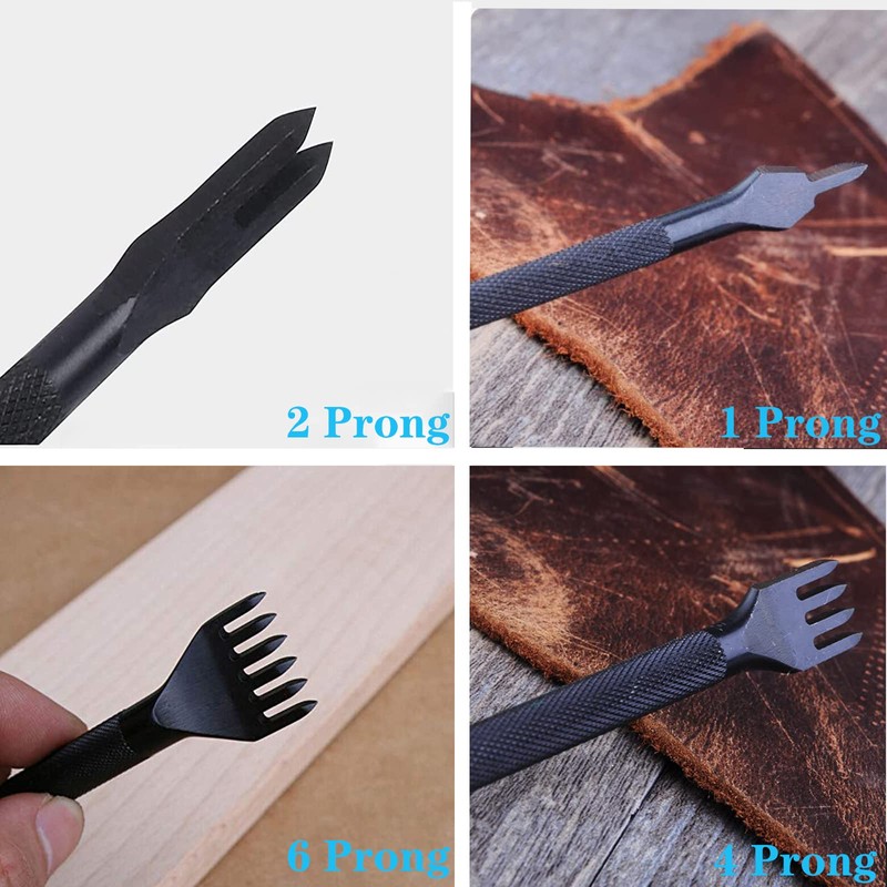 Yuentoen 4 Pcs Sharp Head Pricking Iron Leather Hole Punch,