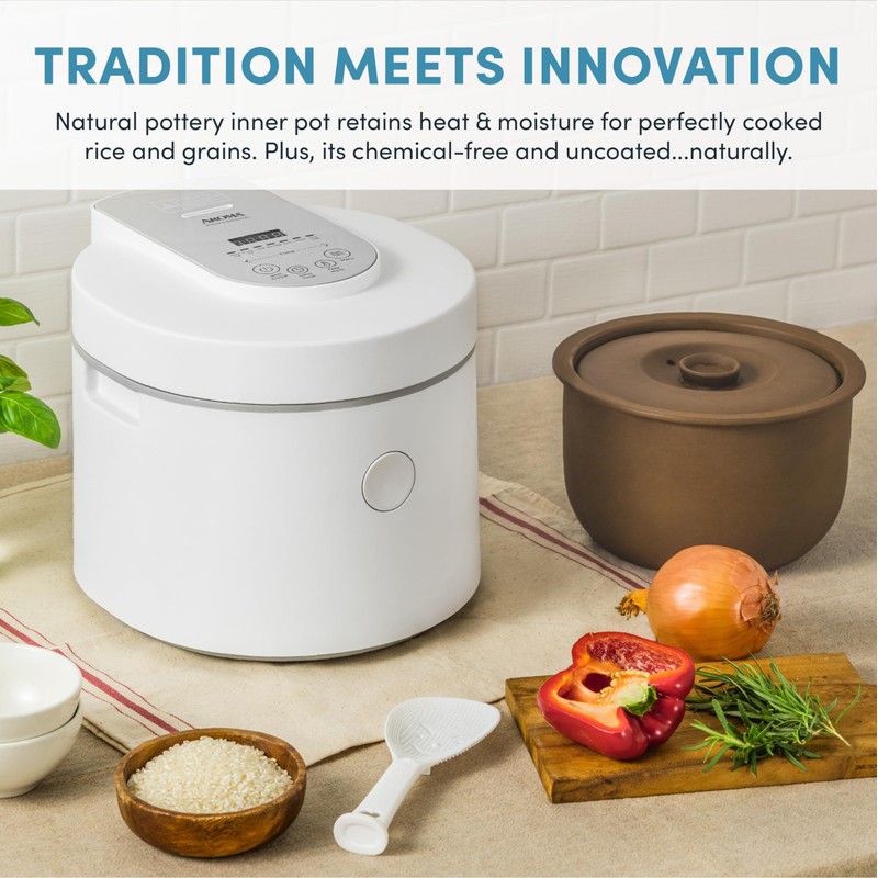 AROMA® Professional Rice Cooker with Purple Clay Cooking Pot, 6-Cup