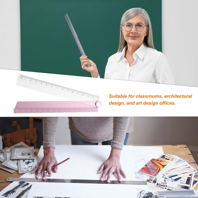 sourcing map 2pcs Folding Straight Ruler 30cm Metric Aluminum Alloy