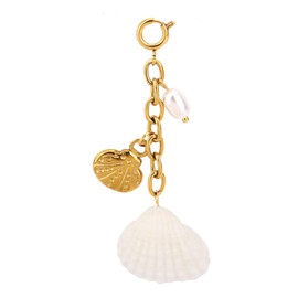 Mikovivi Shell Beach Keychain for Women, Ocean Keyrings Accessories Coastal Bag Charms Summer Jewelry for Travel on Beach Bag Handbag Purse (White Shell)