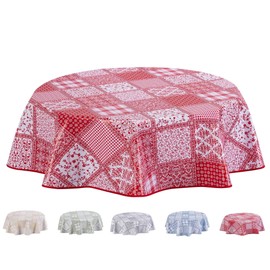 Home Direct Round Oilcloth PVC Wipe Clean Tablecloth Table Cover 140cm 55" Red