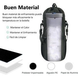 FRANCISCO Bolsa para Botella de Agua, Bolsa para Termo, Soporte para Botella de Agua on Bolsillos para Teléfono y Asa para el Hombro, Adecuada para Deportes, Picnic, Desplazamientos