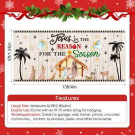 Outus Nativity Garage Door Cover Christmas Jesus is The Reason for The Season Nativity Nativity Scene Backdrop Religious Banner Background for Xmas Holiday Outdoor Home Party Supplies 13 x 6 ft
