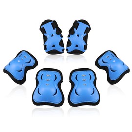 Kids/Youth Knee Pad Elbow Pads Guards Protective Gear Set for Roller Skates Cycling BMX Bike Skateboard Inline Skatings Scooter Riding Sports (Small (3-8 Years), Black / Blue)