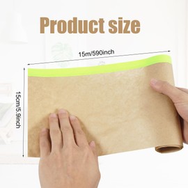 10 Rolls Pre-Taped Masking Paper, 590x5.9 Inch Paint Masking Tape Adhesive Automotive Painting Covering for Home Furniture Car Body Protection Wall Covering Skirt