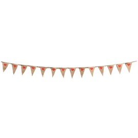 Hessian Red Hearts Bunting 10m with 20 Pennants