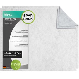 McFilter 2 x flat filters for cooker hood, universal (57 x 47 cm), filter can be cut to size, strong filter performance, 100% compostable, extractor hood filter, made in Germany