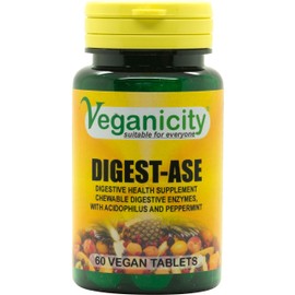 Veganicity Digest-Ase : Digestive Health Supplement : 60 Tablets, in a Planet-Friendly 99% Recycled Pot