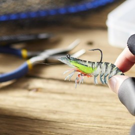 Swimbait Fishing Lures - 3X Pre-Rigged 3D Realistic Shrimp Bait | TPE Bass Lures, Innovative Fishing Jigs, Saltwater Fish Tackle Kit for Trout Walleye