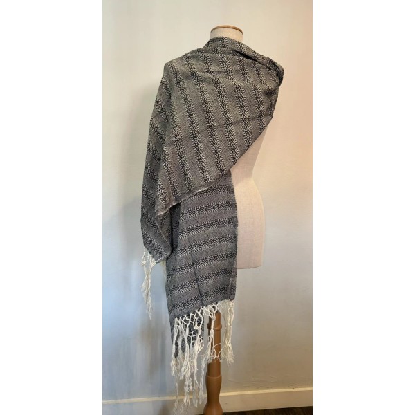 Mexican Rebozo Algodon Labrado Black Negro Frida Kahlo Shawl Baby