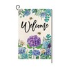 Welcome Summer Geranium Hydrangea Garden Flag Double Sided 12x18 Inch