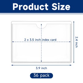 Mauproy 36Pcs Adhesive 2" x 3.5" Index Card Pockets, Clear Label Holders with Top Open for Loading, Plastic Pocket Sleeves for Organizing Storage Bins, Library Cards, Shelves