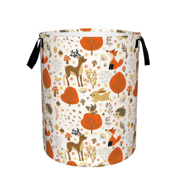 Laundry Basket,Animal Fox Deer Laundry Hamper Autumn Trees Leaves Collapsible