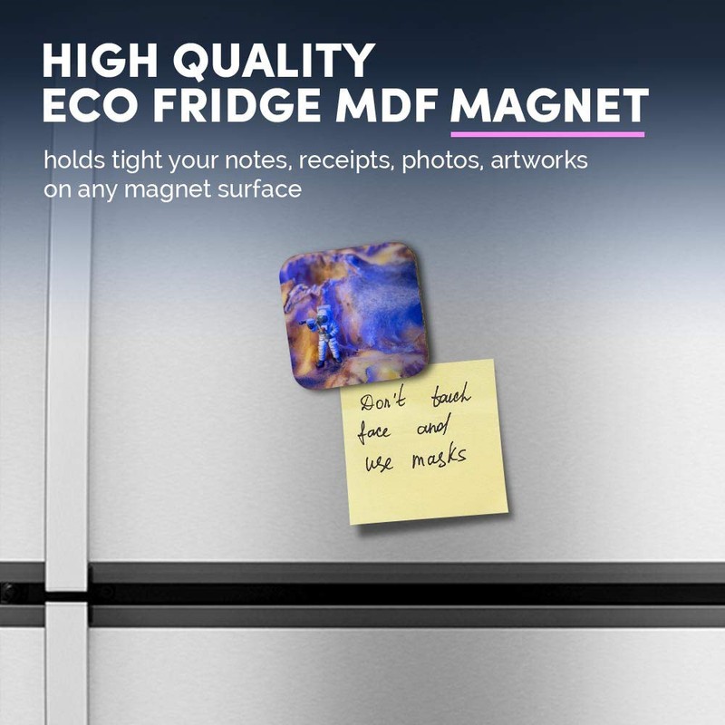 1 x Square MDF Fridge Magnet - Mini Astronaut Figure