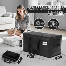 BAGAIL Heavy Duty Moving Bags with Strong Handle, Extra Large Moving Boxes, Storage Tote for Clothes, College Moving Supplies(Black, 6 Pack)