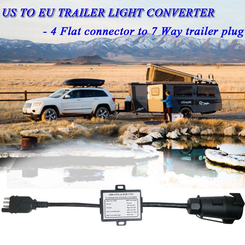 CARROFIX US Vehicle 4-Way Flat Plug to European 7-Way Round