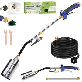 Propane Torch Weed Burner Kit,High Output with 12.5FT Hose,Heavy Duty Blow Torch Flamethrower with Long/Short Mode for Flame Weeding,Roofing,Ice Snow Melting,Road Marking,BBQ