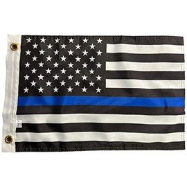 Small 12"X18" Thin Blue Line American Flag Police Law Boat Car Bike Kayak Window