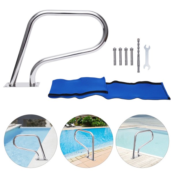 Unbranded 31.9" Swimming Pool Hand Rail Stainless Steel Handrail Stair