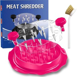 Chicken Shredder with Brush 9" Chicken Shredder Tool Twist Large Stable Anti-Slip BPA Free Meat Shredder Tool Twist Ergonomic Handle Meat Grinder Dishwasher-safe Transparent Lid Black - Color: Blue