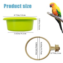 Shengsenfu Bird Bath for Cage-4.7" Multi-Function Universal Non-Slip Bird Cage Bath Pet Bird Bath for Hang Inside Cage Birdbath Shower for Canary Finch Budgerigar，Perch Stand