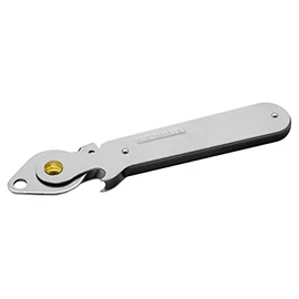 FACKELMANN 45514 Leva apriscatole con Levacapsule 15 cm in Nichel/HDPE/Acciaio Inox, Argento/Nero, 15 x 8 x 1,5 cm