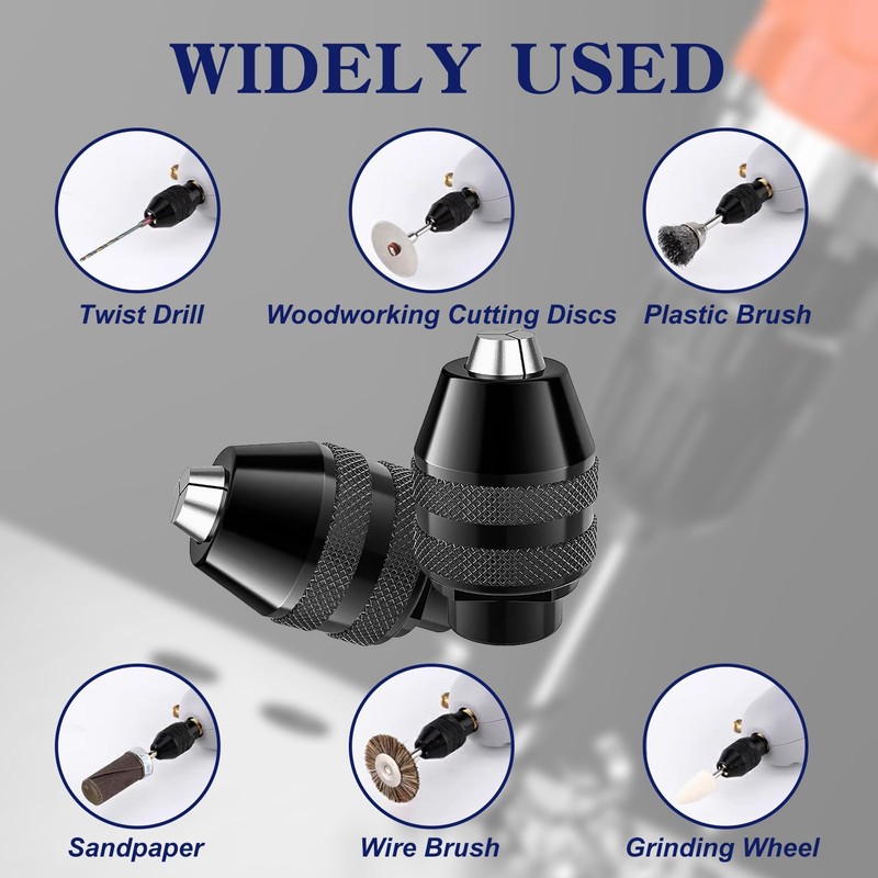 Pack of 3 drill chucks for Dremel, keyless drill chuck