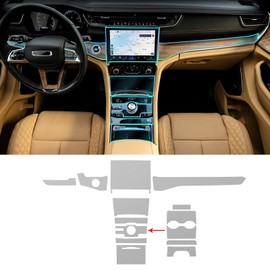 FDAIUN for Jeep Grand Cherokee 2021-2024 PPF Precut 8.5Mil Car Paint Protective Film TPU HD Film Scratch Protector Interior Accessories (Central Control One Button)