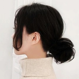 Bun-haired partial wig 8p black straight natural look (WFHFKLP) / 올림머리 부분가발 8p 블랙 똑딱이 자연스러운 (WFHFKLP)